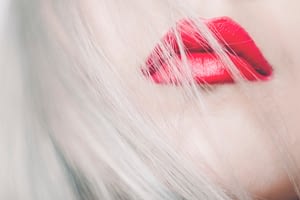 woman with red lips